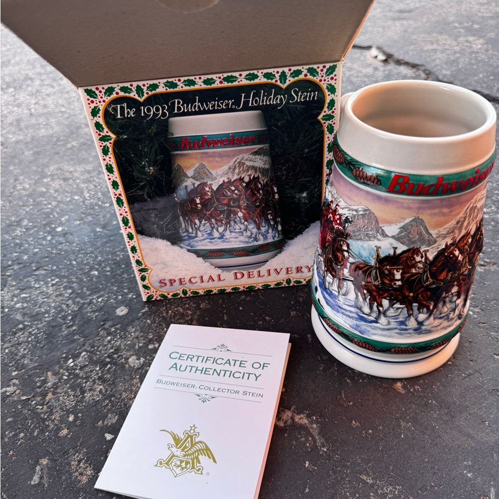 Budweiser Special Edition Stein with Red and Green Accents